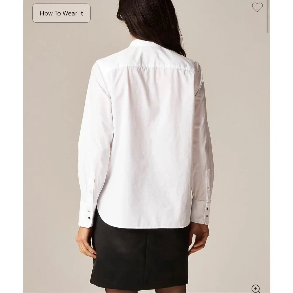 J. Crew Jules tuxedo shirt in cotton poplin White NWT size 0